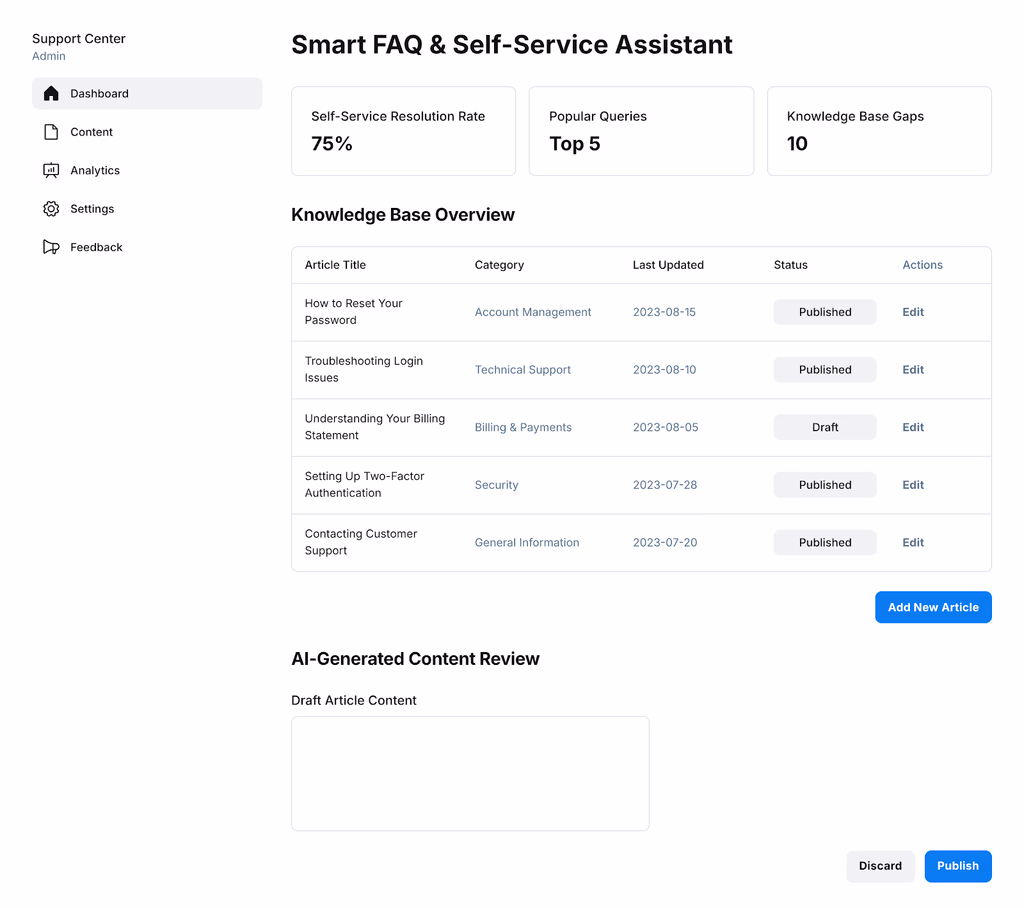 Smart FAQ & Self-Service Assistant