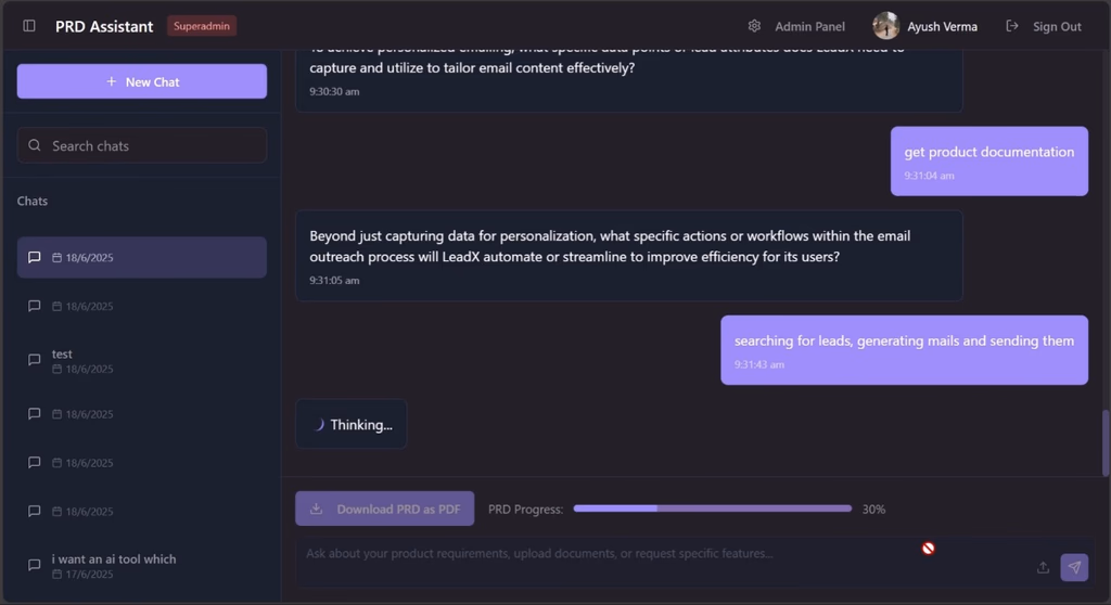 Conversational PRD Generator for Product Teams