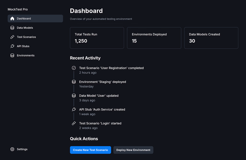 Automated Data Mocking & Test Environment Setup