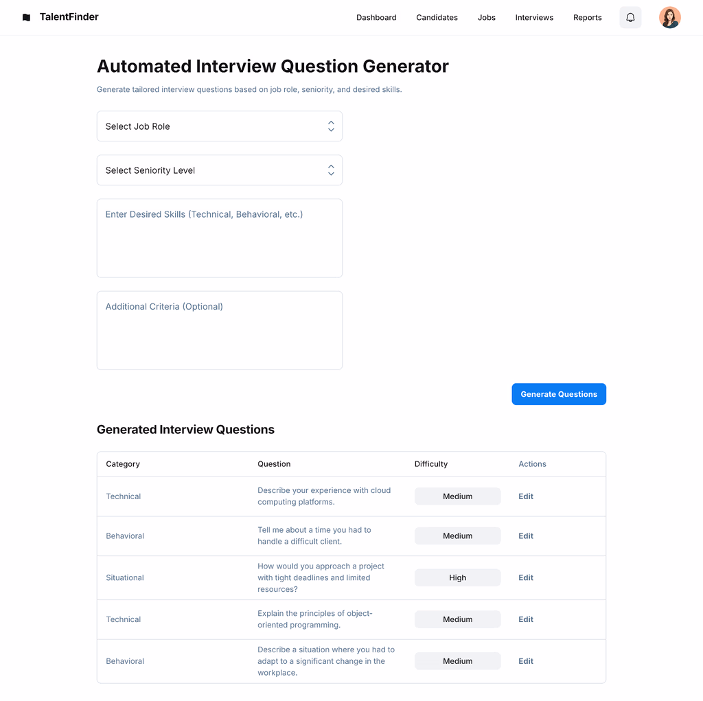Automated Interview Question Generator
