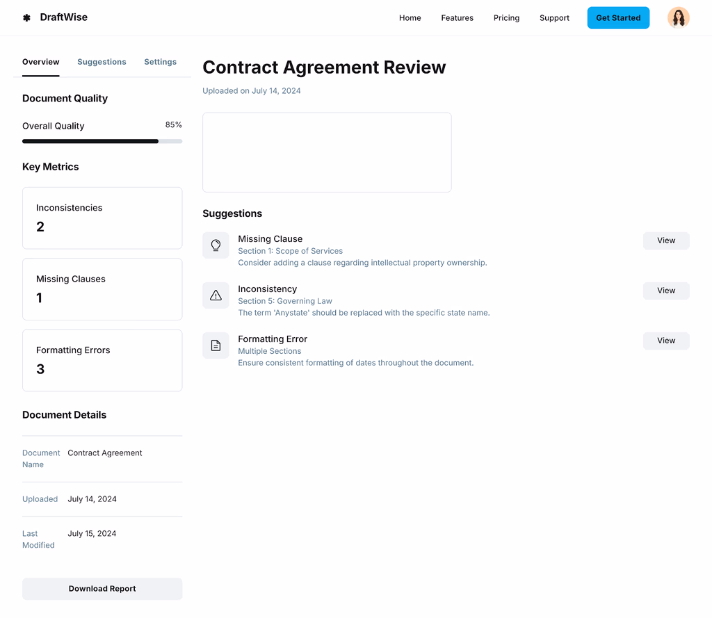 AI-Powered Legal Draft Quality Checker